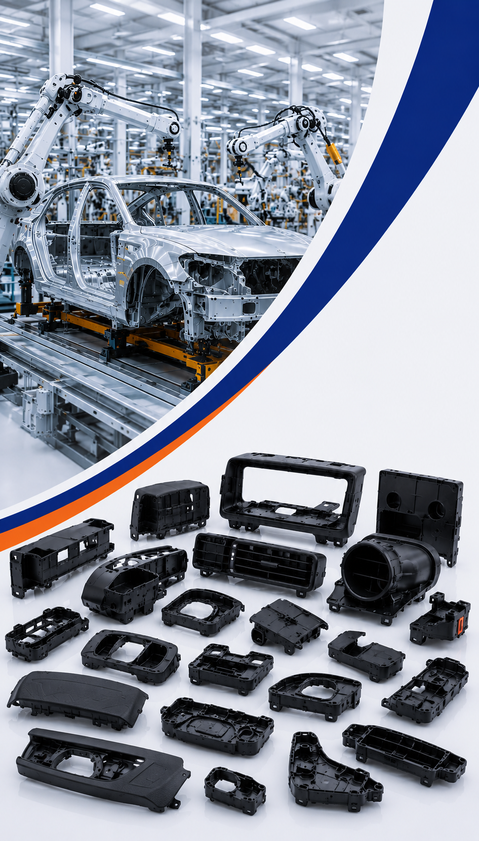 Ankom Enterprises precision injection moulding manufacturer specializing in automotive plastic parts, dashboard components, instrument panel housings, HVAC components, vehicle interior parts, and custom automotive manufacturing solutions